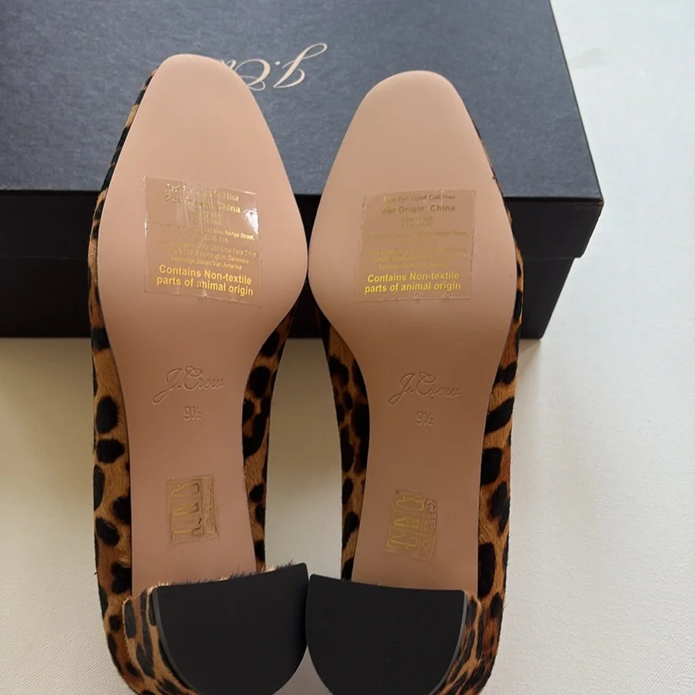J.Crew Kate Block Heel Pumps in Leopard Calf Hair- NIB- Mahogany- Size 9.5 - Picture 8 of 10